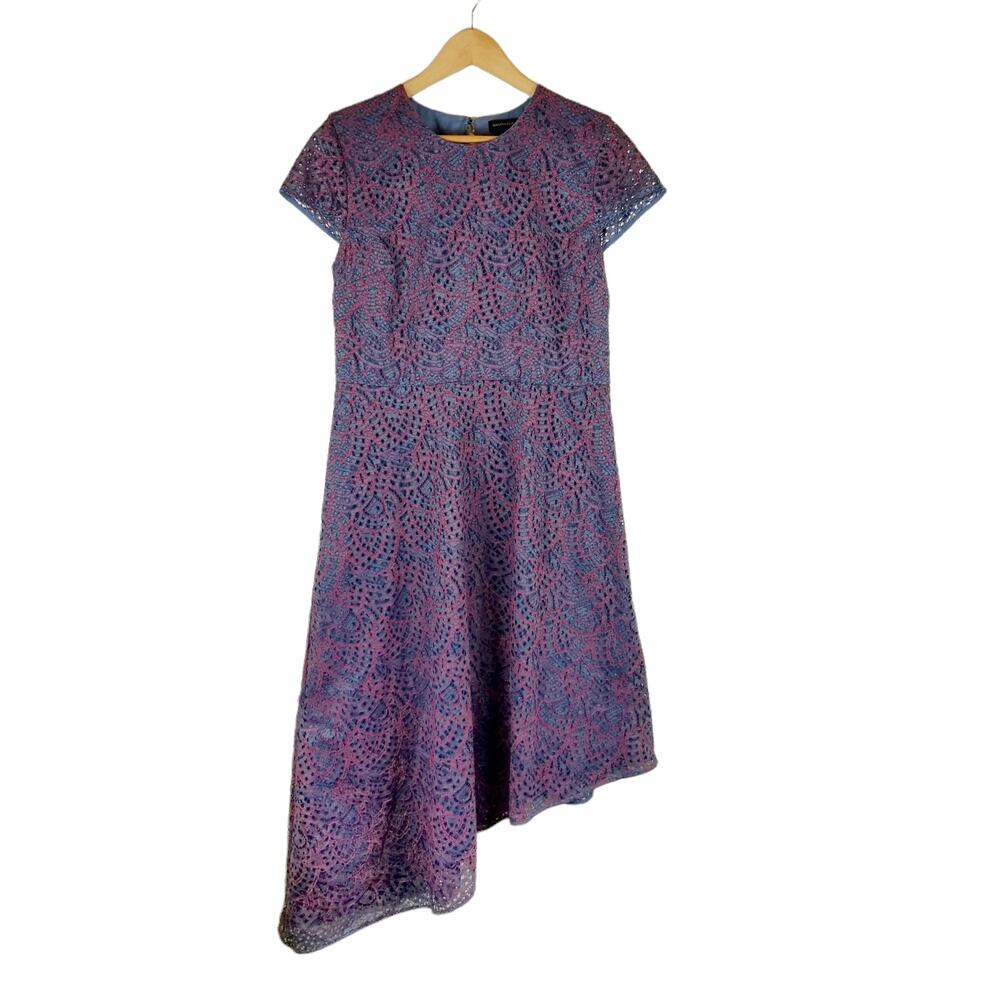 Banana Republic Lace Cap Sleeve Midi Asymmetrical Hem Dress Size 12